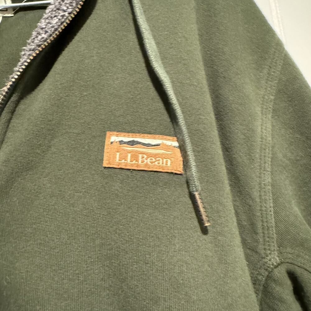 LL Bean Green Half Zip Sweatshirt Sherpa Fleece Lined Mens Medium - Picture 2 of 5